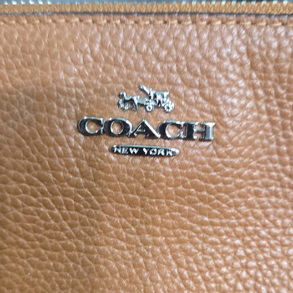 Coach Brown Leather Wristlet with Sherpa Shearling Trim - Picture 13 of 14